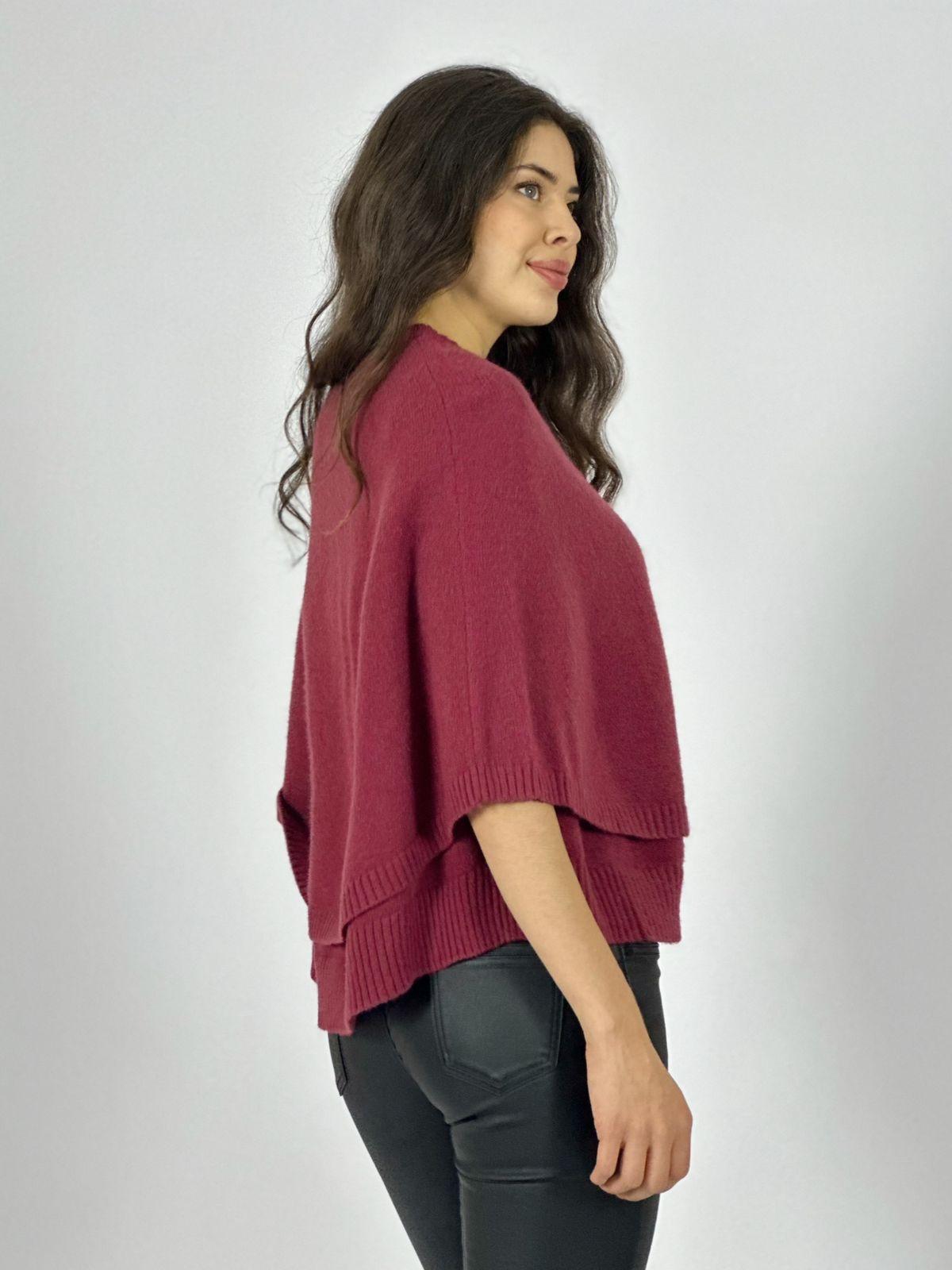SWEATER LANA ABOTONADO TIPO PONCHO CAFE  OSCURO - 4