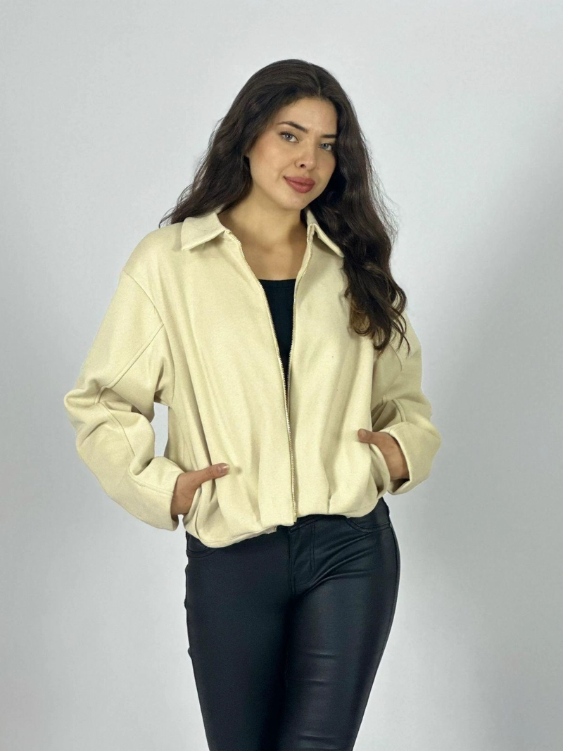 CHAQUETA BOMBER PAÑO LISA NEGRO - 1