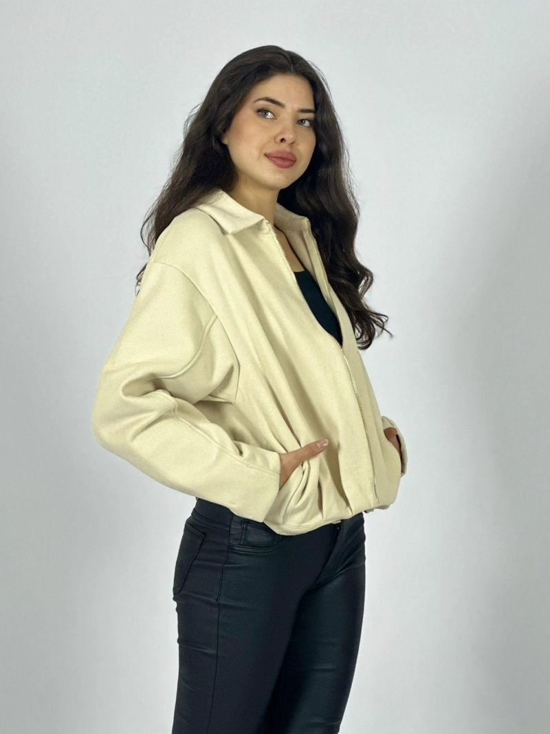 CHAQUETA BOMBER PAÑO LISA NEGRO - 2