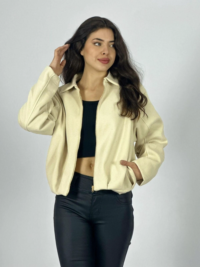 CHAQUETA BOMBER PAÑO LISA NEGRO - 3