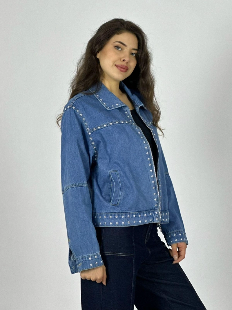 CHAQUETA MEZCLILLA CON TACHAS BEIGE - 3