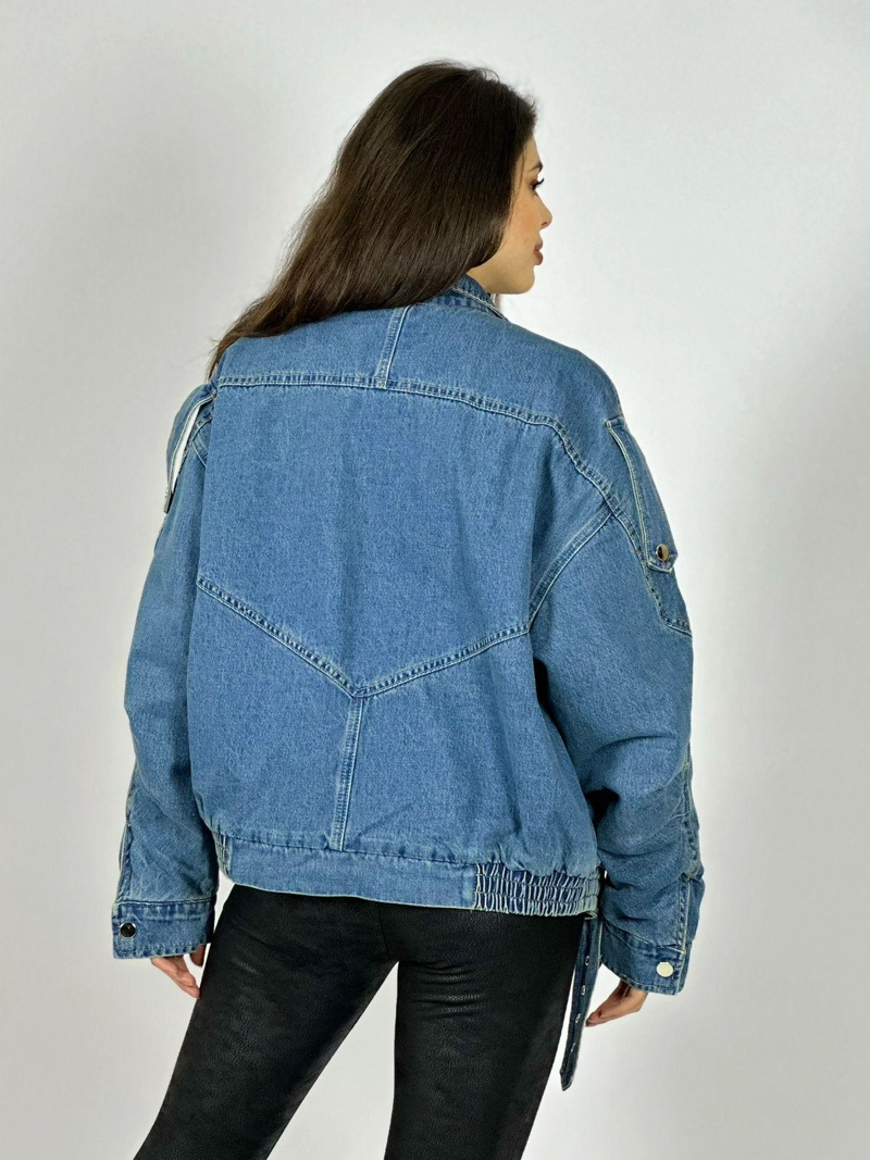 CHAQUETA DE MEZCLILLA AVIADORA ACOLCHADA AZUL - 4