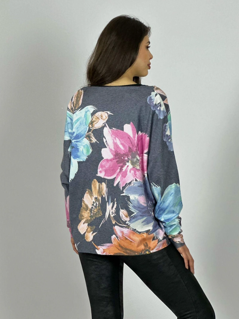 SWEATER SPANDEX ESTAMPADO FLORAL CON BRILLO AMARILLO - 3