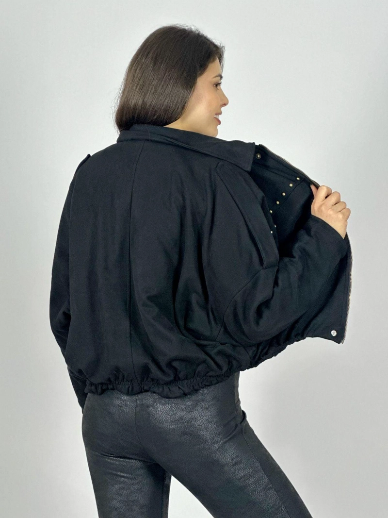 CHAQUETA CORTA GAMUZA TACHAS Y CUELLO PELUDO CAFE  OSCURO - 4
