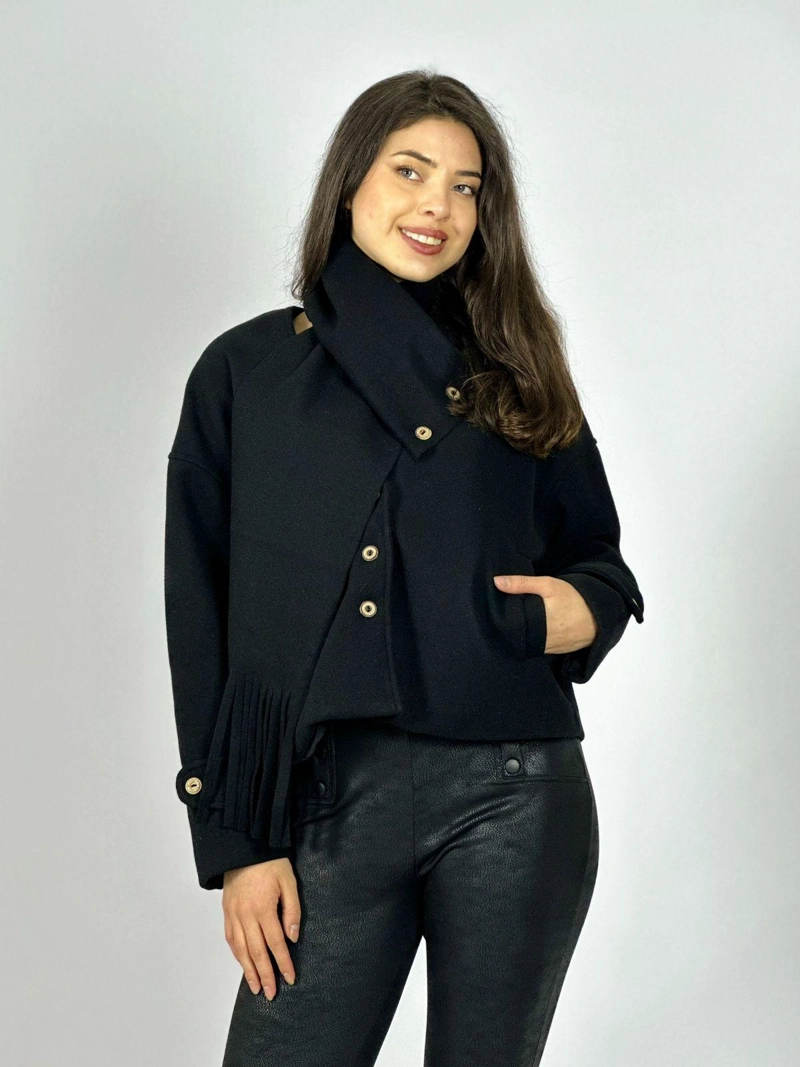 CHAQUETA PAÑO CON BUFANDA CAMEL - 2
