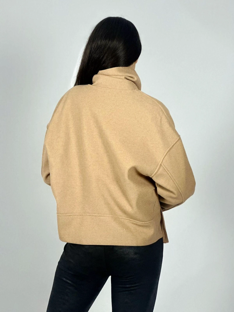 CHAQUETA PAÑO CON BUFANDA CAMEL - 3