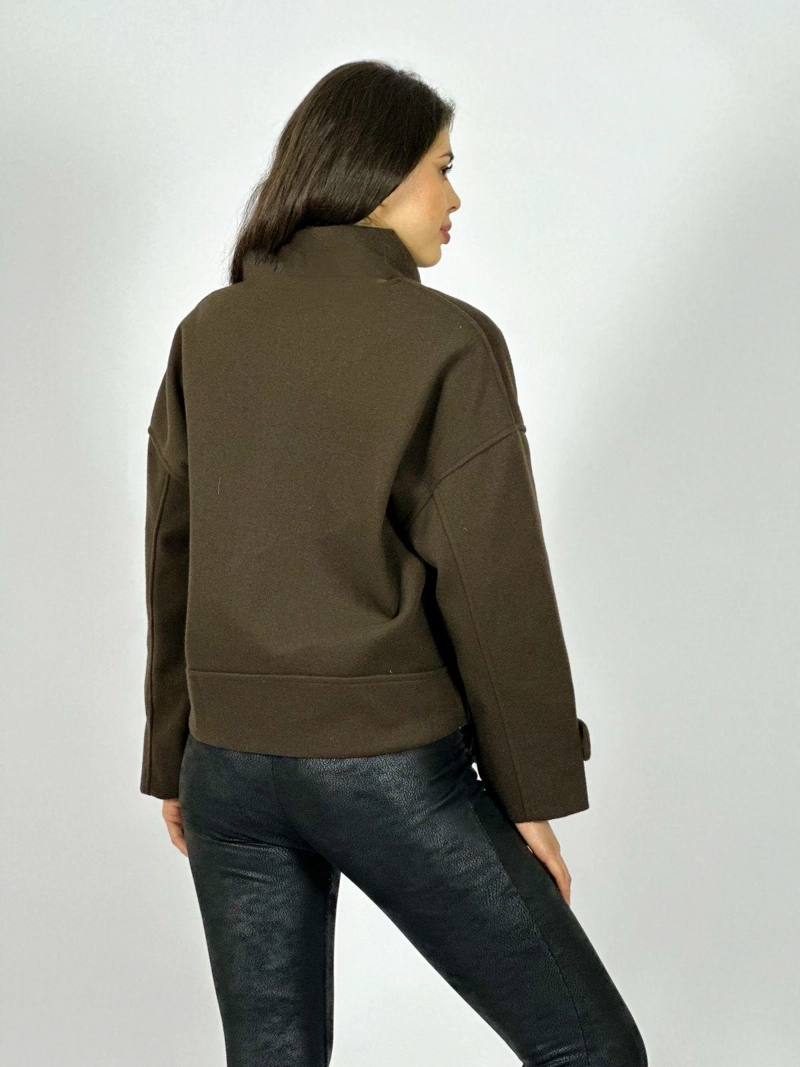 CHAQUETA PAÑO CON BUFANDA CAMEL - 3