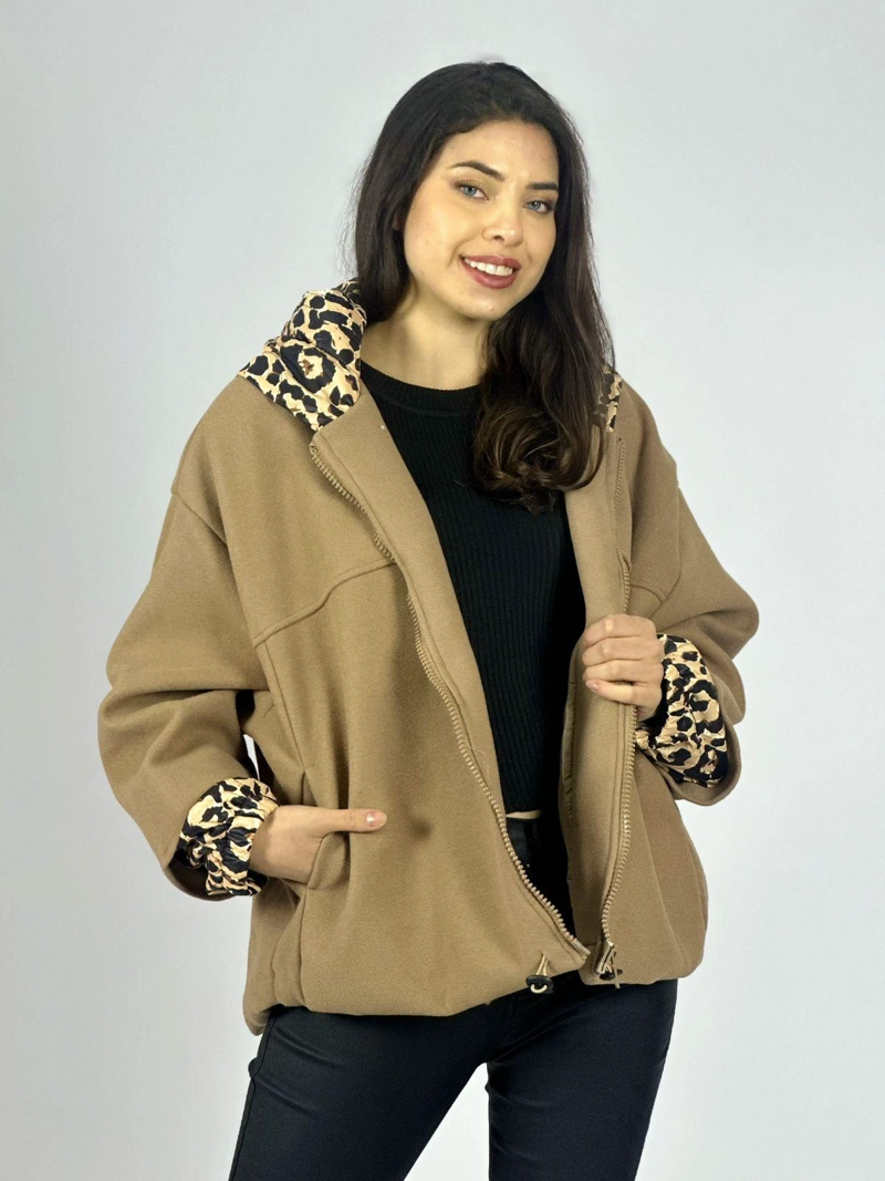 CHAQUETA DE PAÑO TOQUES PRINT CAFE - 2