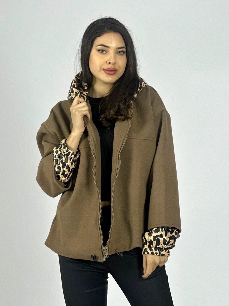 CHAQUETA DE PAÑO TOQUES PRINT CAFE - 4