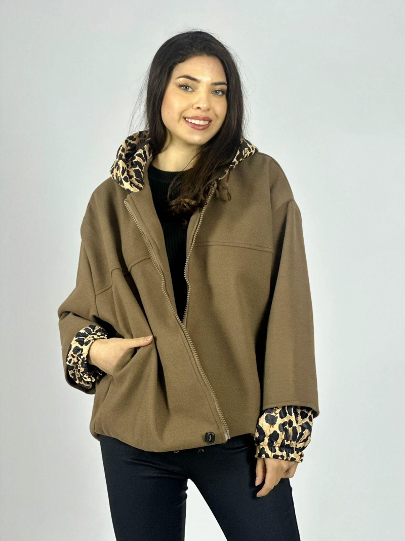 CHAQUETA DE PAÑO TOQUES PRINT CAFE - 5