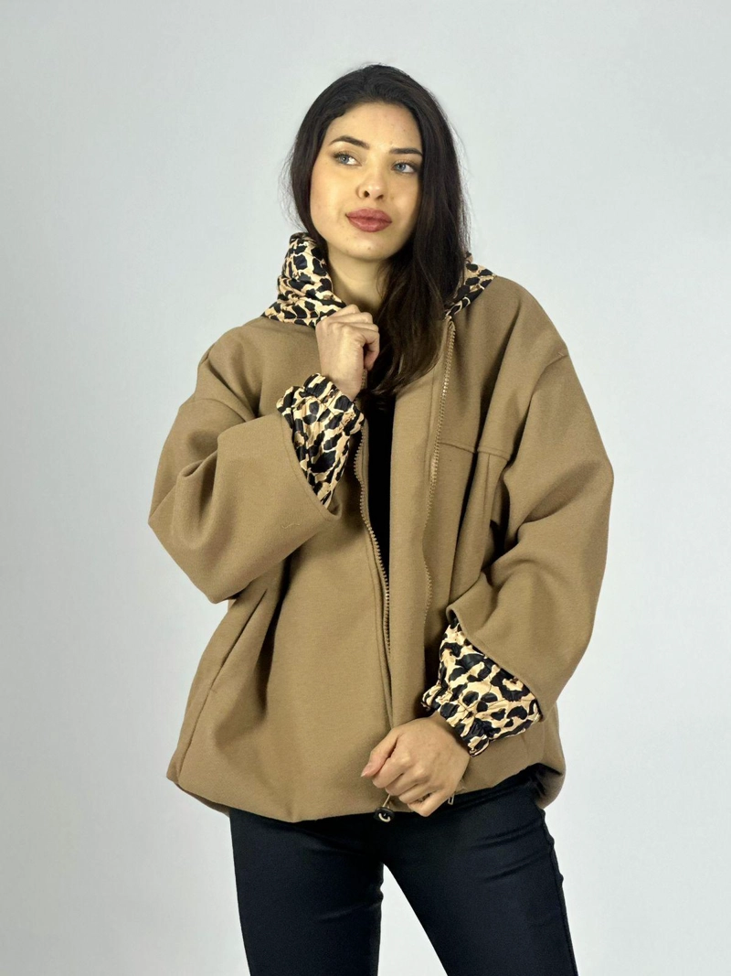 CHAQUETA DE PAÑO TOQUES PRINT CAFE - 6
