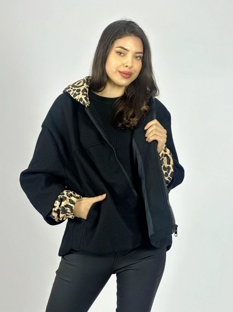 CHAQUETA DE PAÑO TOQUES PRINT CAFE - 8
