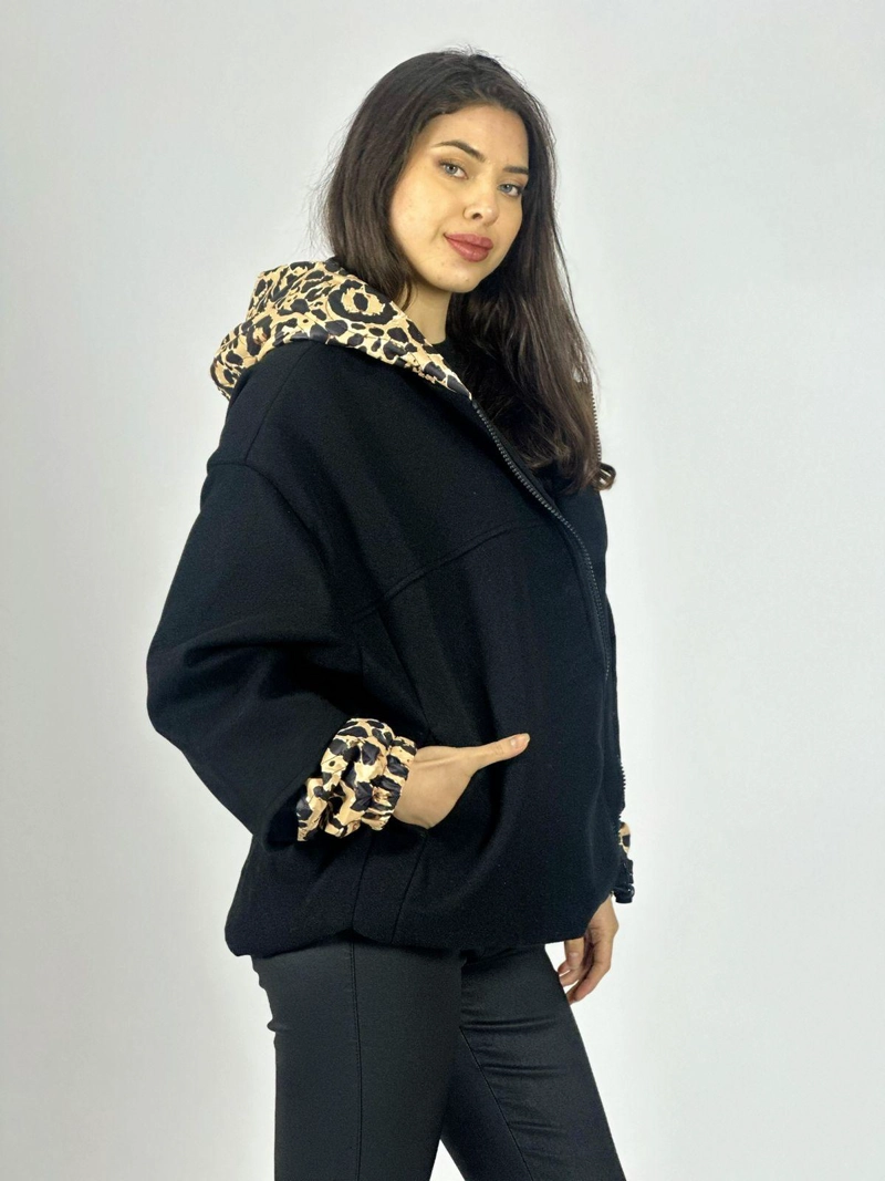 CHAQUETA DE PAÑO TOQUES PRINT CAFE - 9