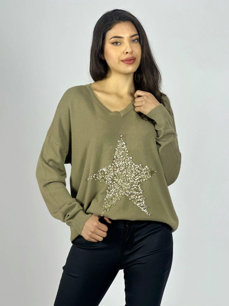 SWEATER SPANDEX ESTRELLA BRILLOS BLANCO - 1