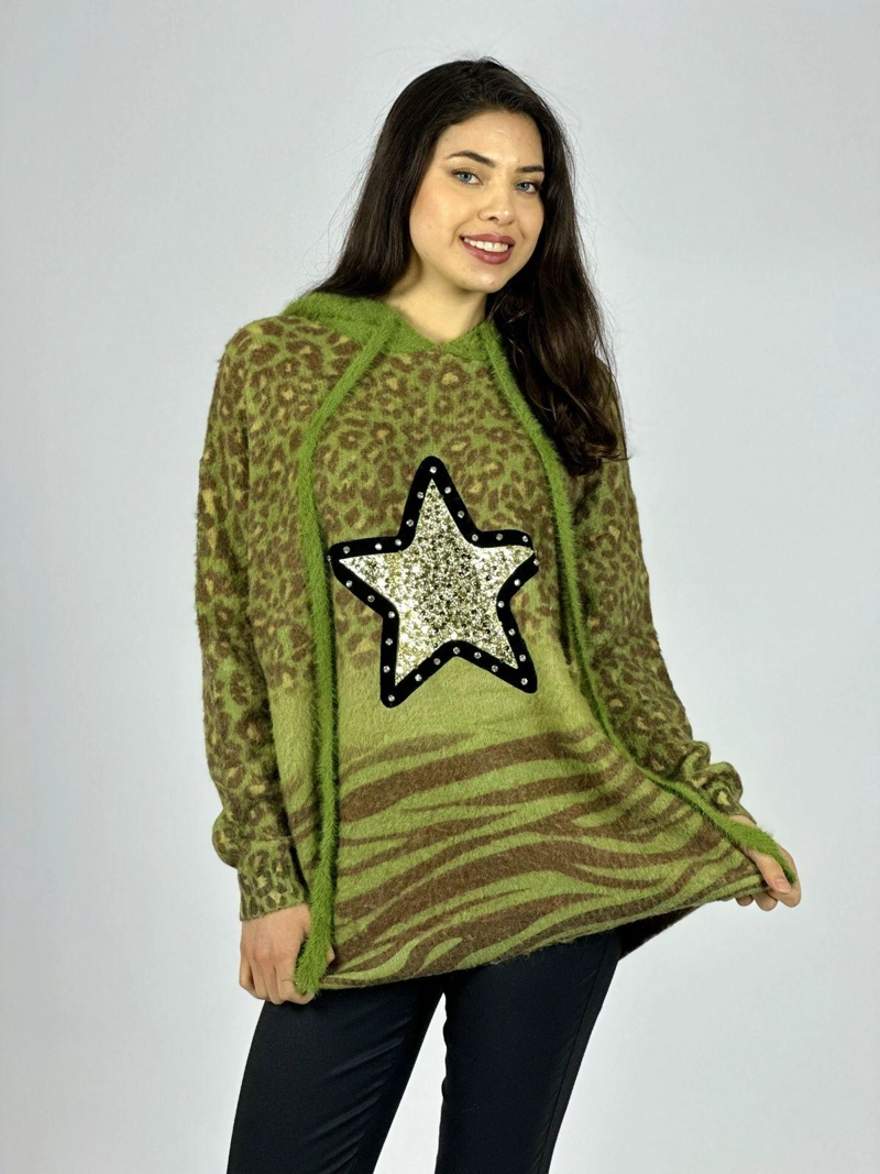 POLERON CASHMERE PRINT ESTRELLA BRILLOS BEIGE - 1