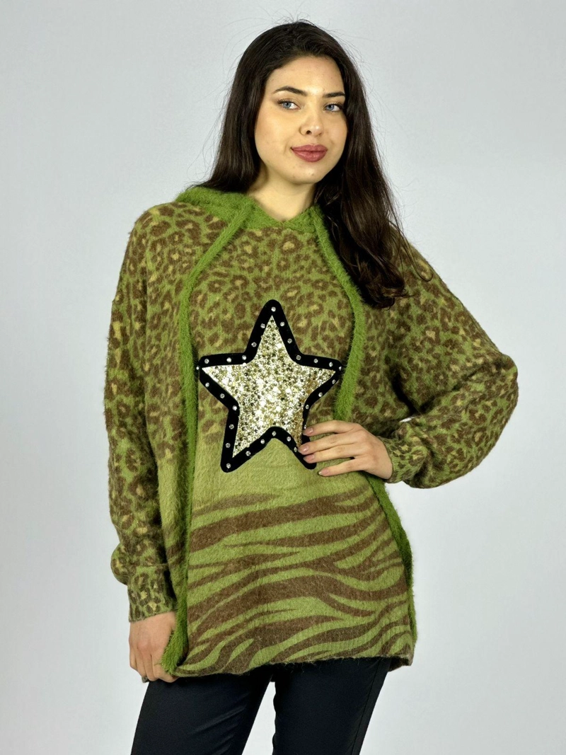 POLERON CASHMERE PRINT ESTRELLA BRILLOS BEIGE - 2