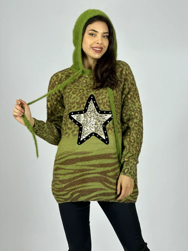 POLERON CASHMERE PRINT ESTRELLA BRILLOS BEIGE - 3