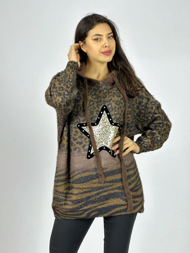 POLERON CASHMERE PRINT ESTRELLA BRILLOS BEIGE - 3
