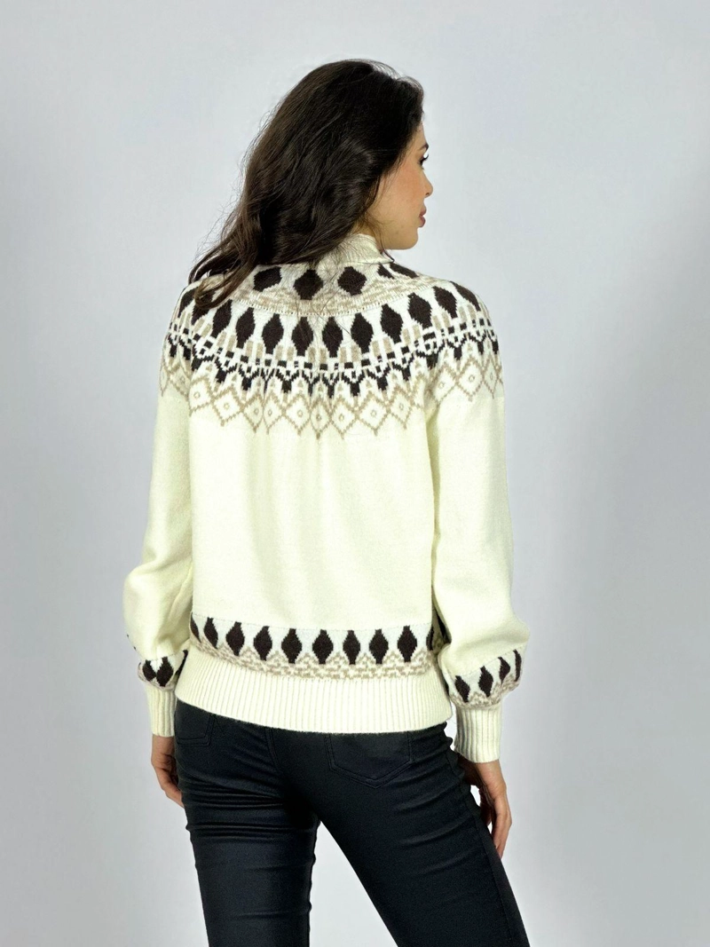 SWEATER LANA DISEÑO TIPO ROMBO BLANCO INVIERNO - 3