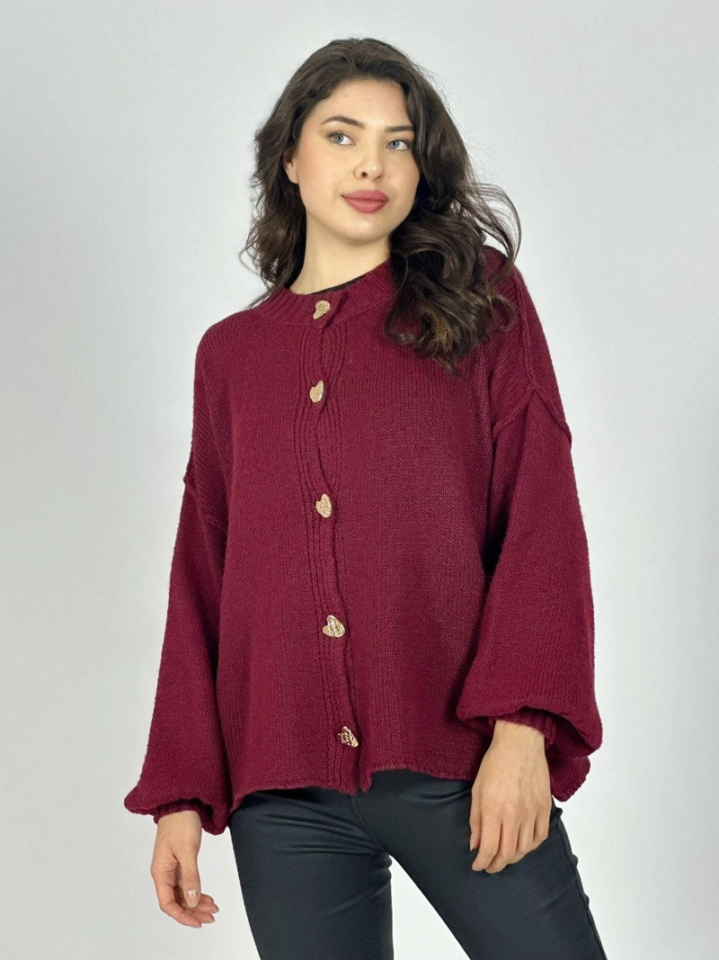 SWEATER LANA BOTONES CORAZON BURDEO - 1