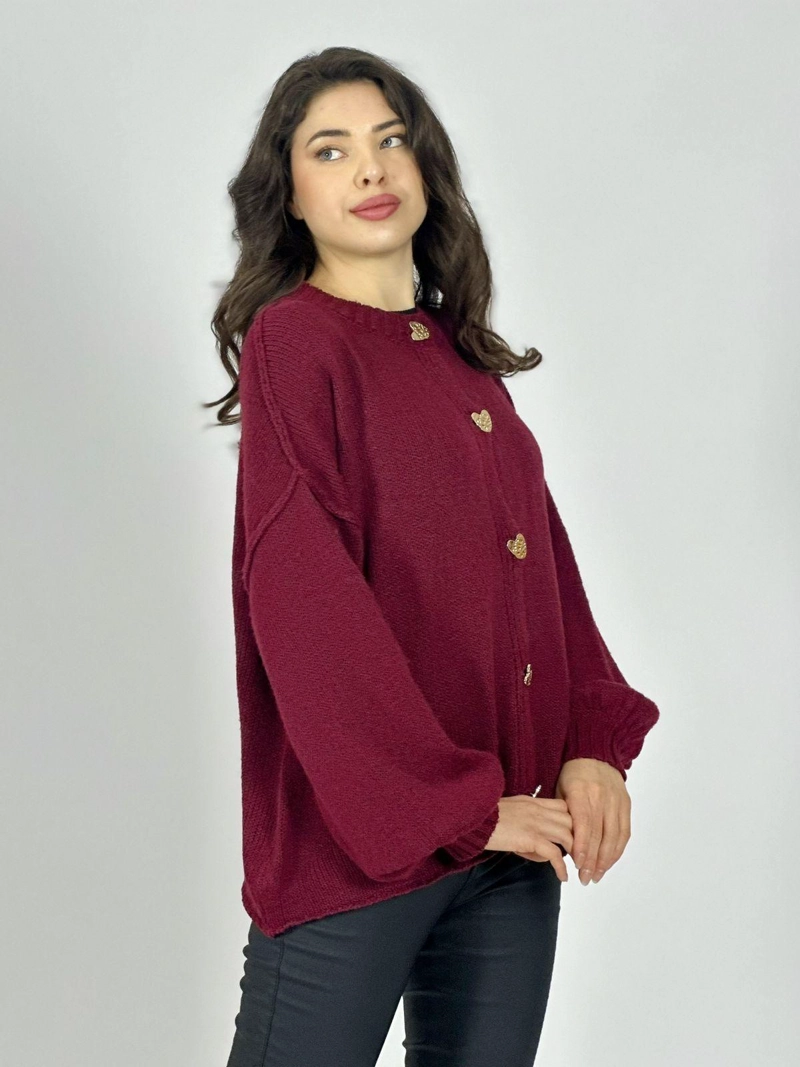 SWEATER LANA BOTONES CORAZON BURDEO - 2