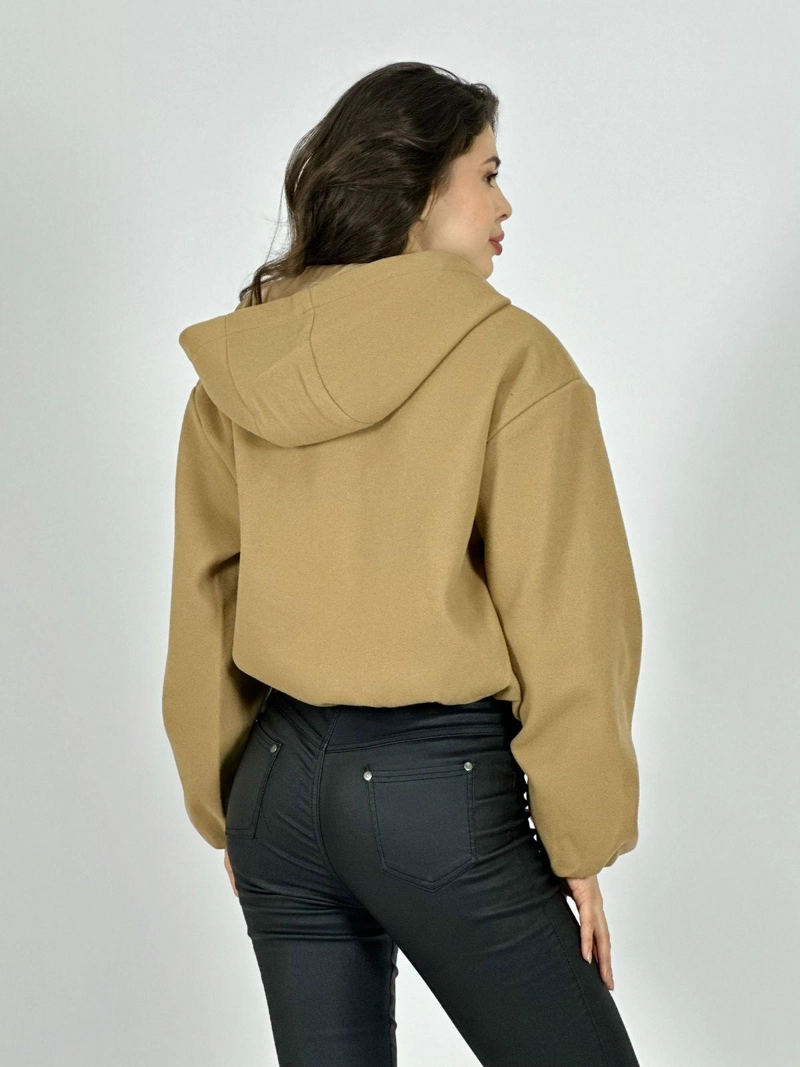 CHAQUETA BOMBER CORTA CON GORRO BURDEO - 3