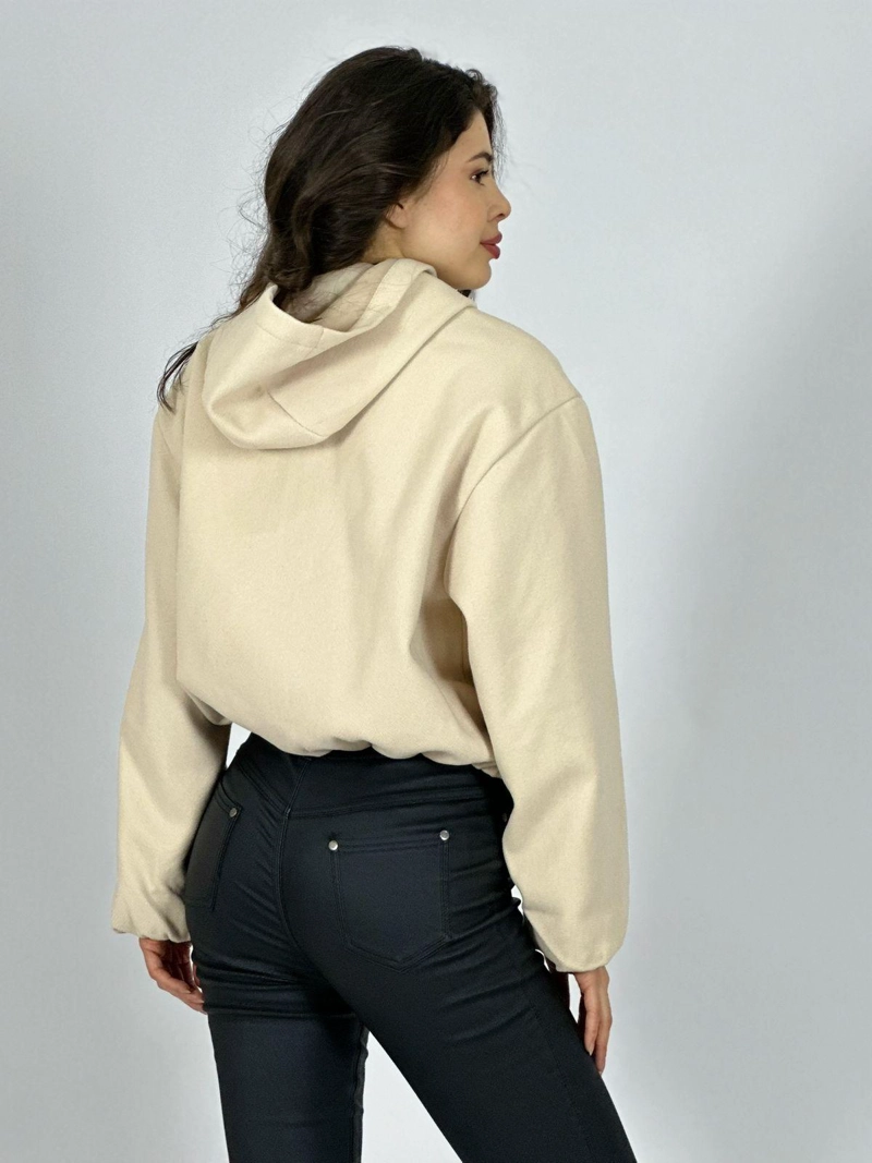 CHAQUETA BOMBER CORTA CON GORRO BURDEO - 4