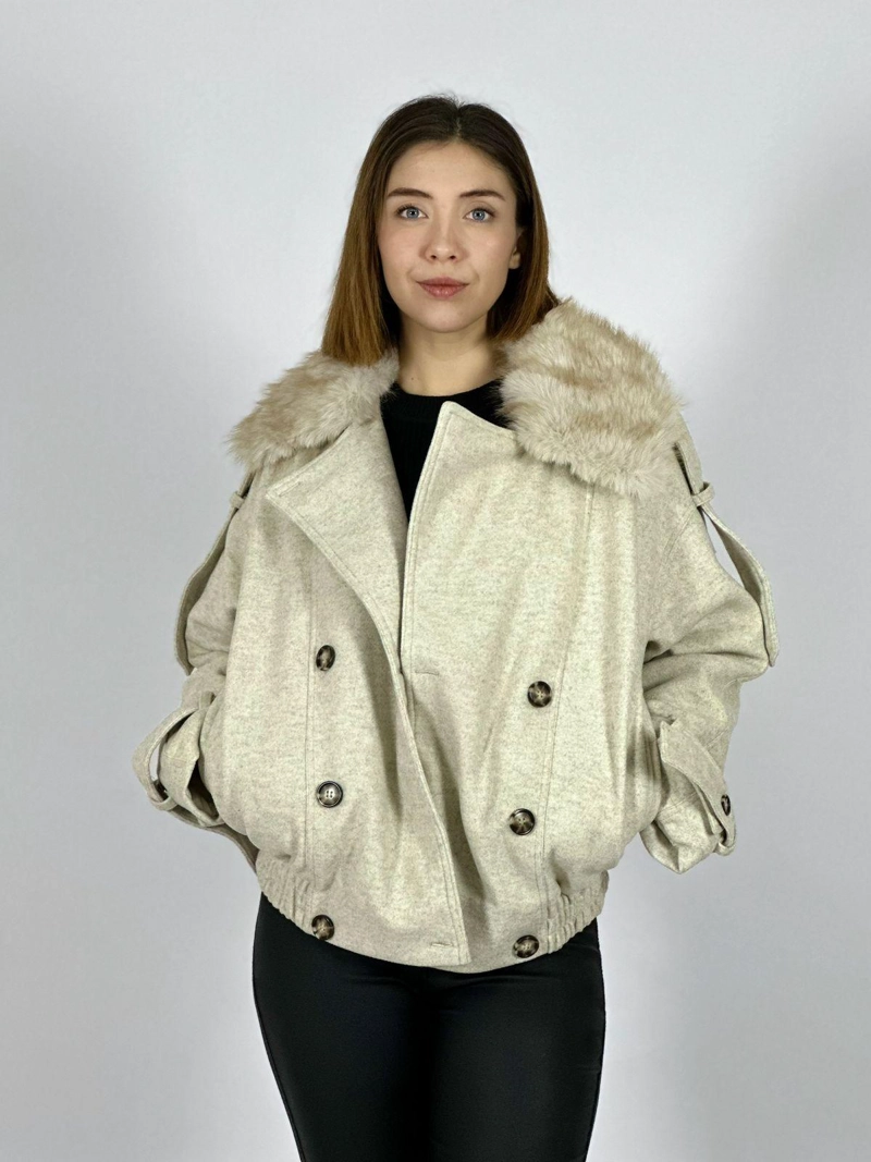 CHAQUETA AVIADORA DE PAÑO CAMEL - 1