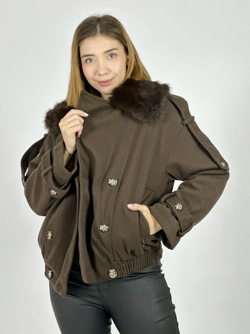 CHAQUETA AVIADORA DE PAÑO CAMEL - 2
