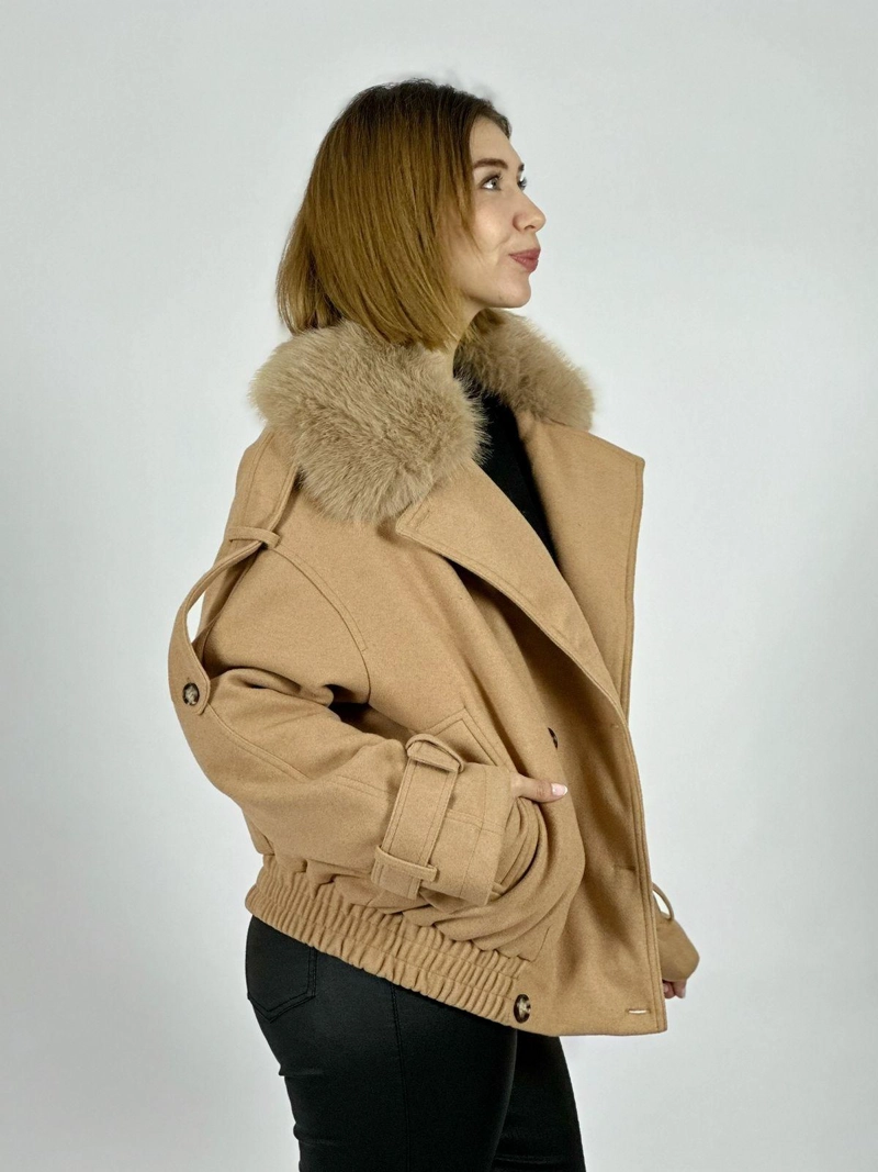 CHAQUETA AVIADORA DE PAÑO CAMEL - 3