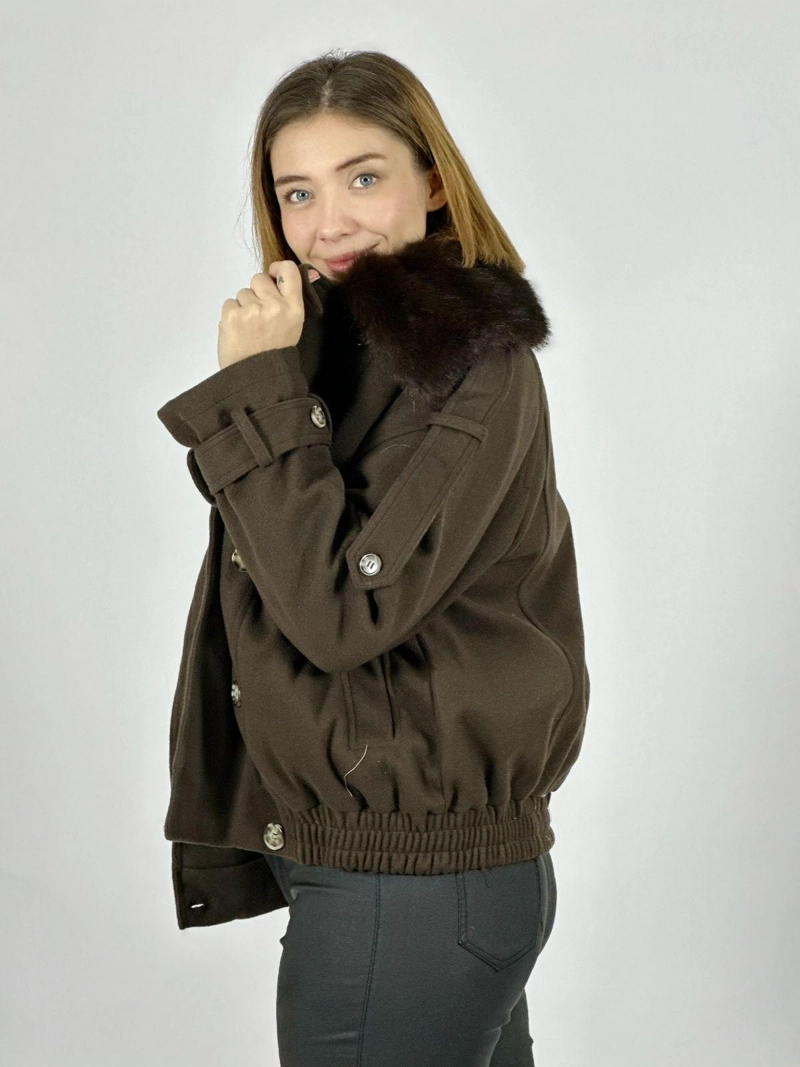 CHAQUETA AVIADORA DE PAÑO CAMEL - 3