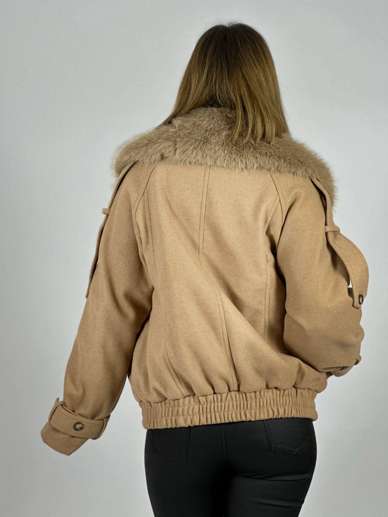 CHAQUETA AVIADORA DE PAÑO CAMEL - 4