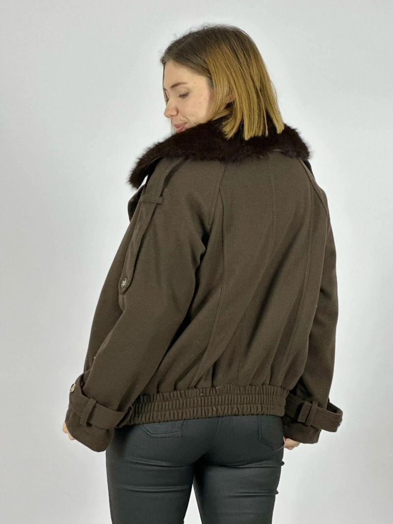 CHAQUETA AVIADORA DE PAÑO CAMEL - 4