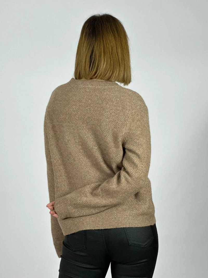 SWEATER TIPO BLAZER PAÑO BOTONES DORADOS BEIGE - 3