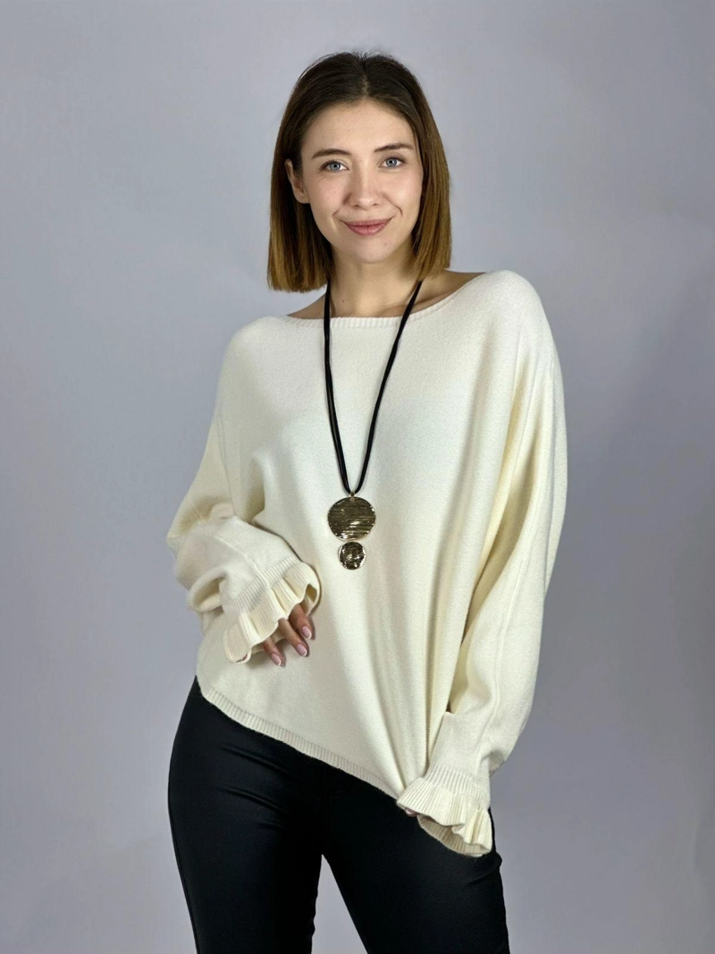 SWEATER SPANDEX CORTO CUELLO BOTE BEIGE - 1