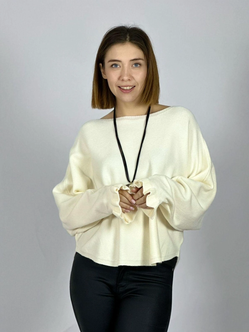 SWEATER SPANDEX CORTO CUELLO BOTE BEIGE - 2