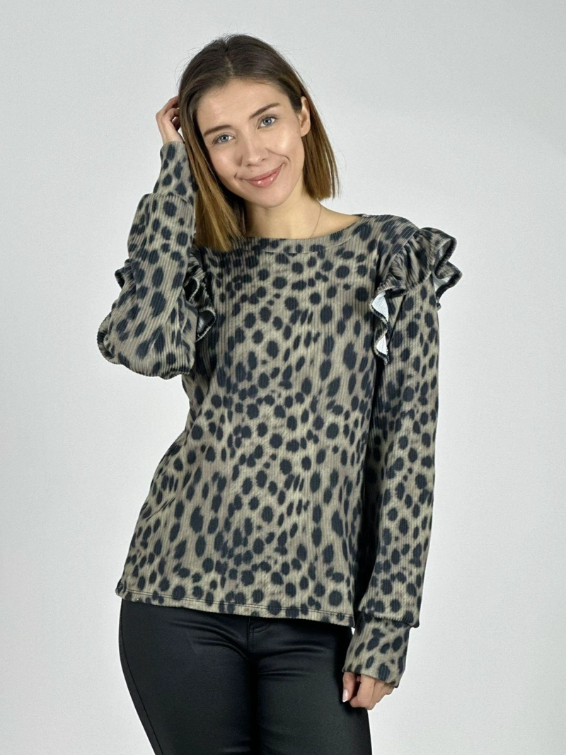 POLERA PUNTO GUEPARDO FARALAO EN MANGAS GRIS - 1