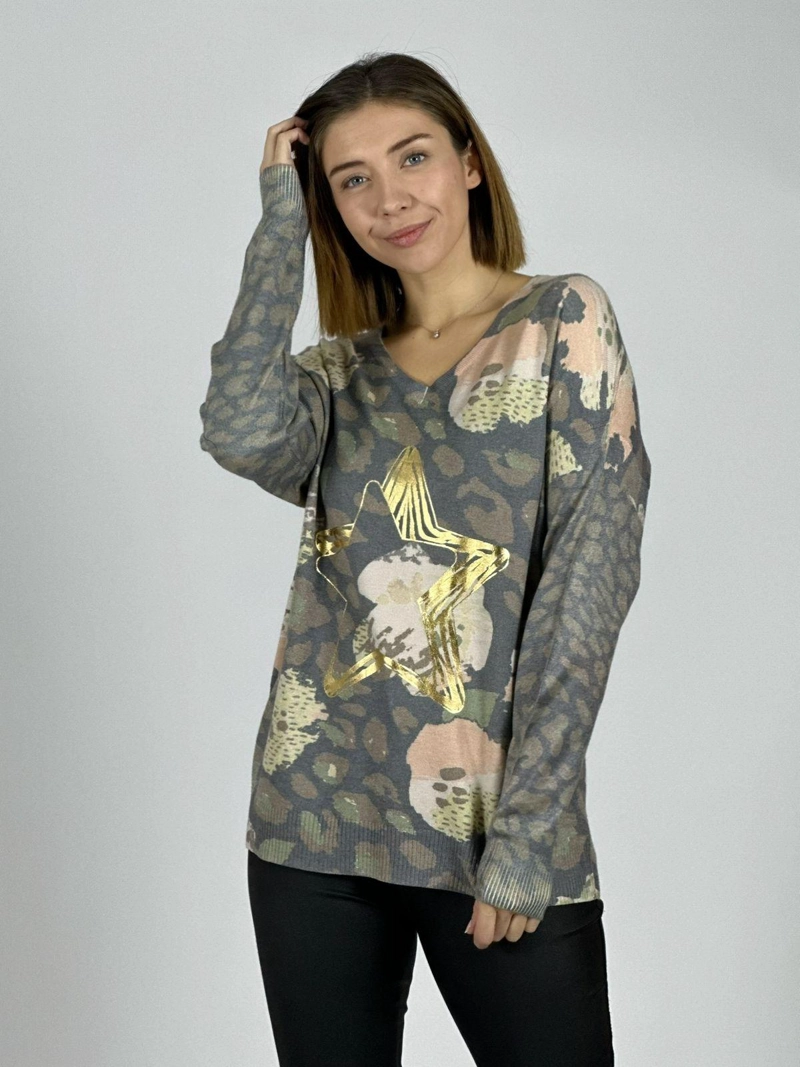 SWEATER PRINT ESTRELLA DORADA VERDE - 1