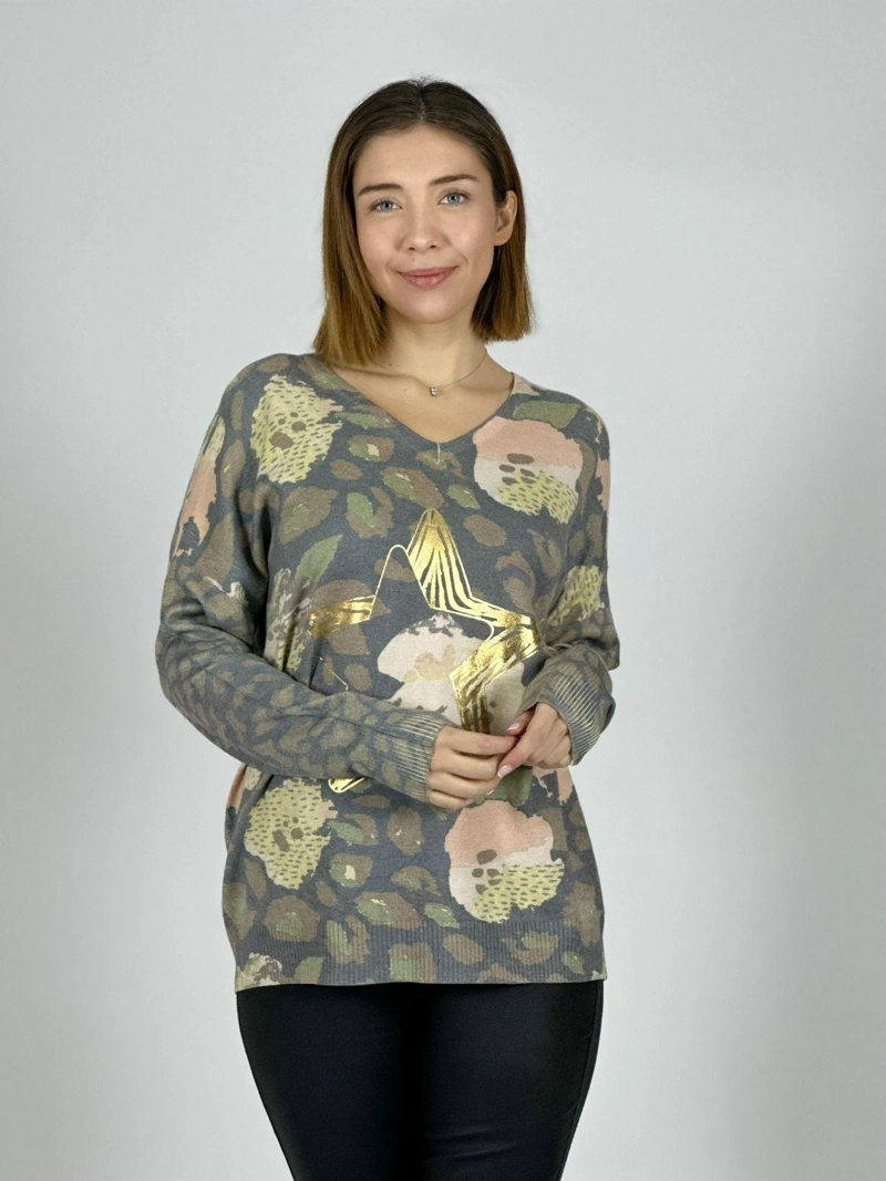 SWEATER PRINT ESTRELLA DORADA VERDE - 2