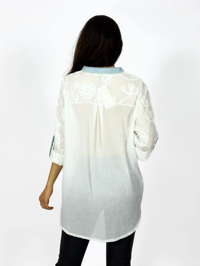 BLUSA VISCOSA BORDADO FLORES BLANCO - 5