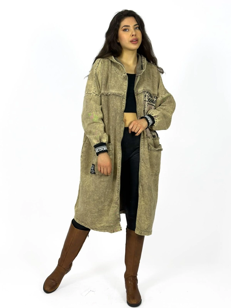 ABRIGO MEZCLILLA LARGO OVERSIZE NEGRO - 2