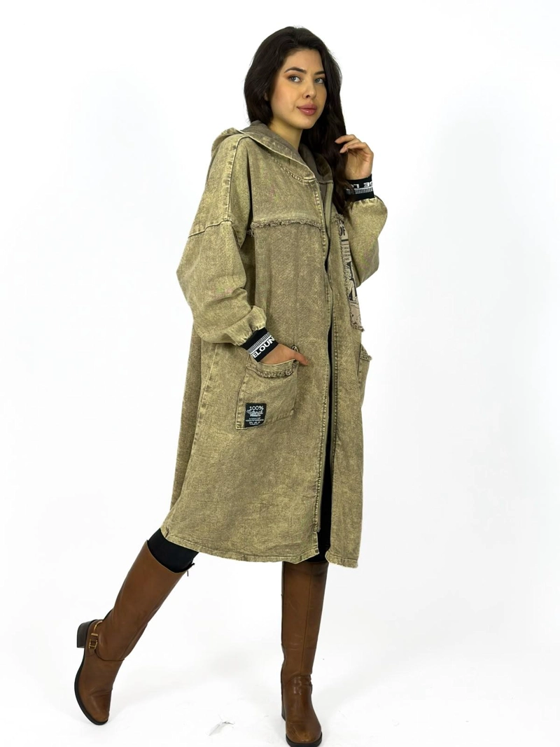 ABRIGO MEZCLILLA LARGO OVERSIZE NEGRO - 3