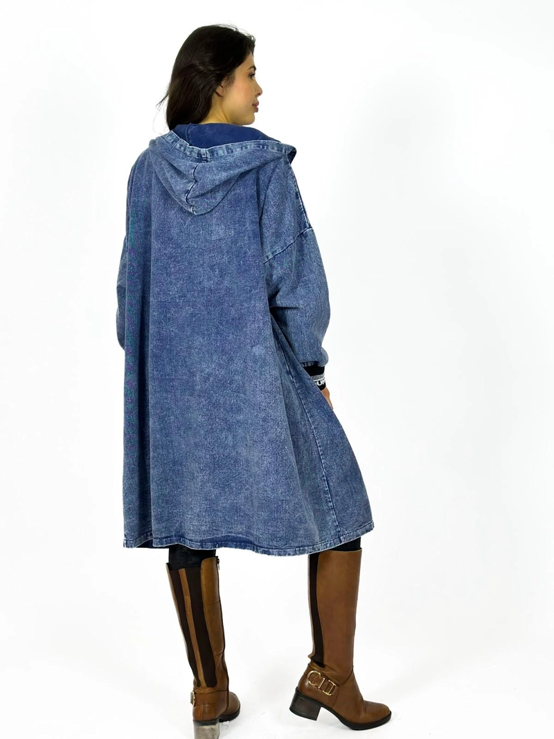ABRIGO MEZCLILLA LARGO OVERSIZE NEGRO - 4