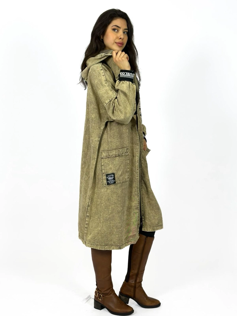 ABRIGO MEZCLILLA LARGO OVERSIZE NEGRO - 4