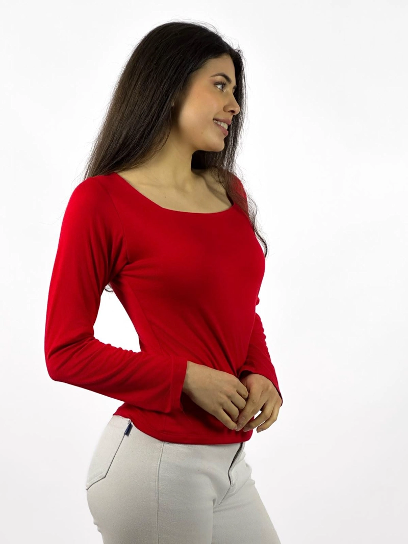 POLERA BASICA CUELLO CUADRADO ROJO - 2