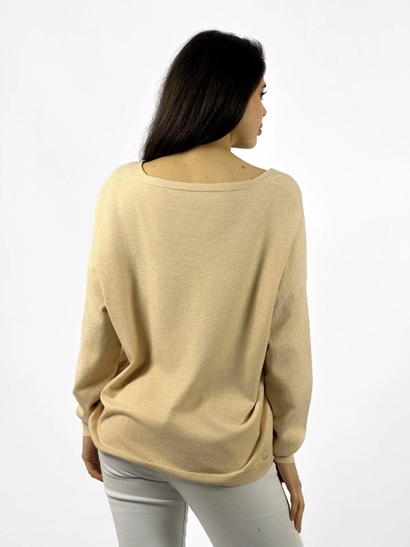 SWEATER SPANDEX FLOR PRINT BEIGE - 2