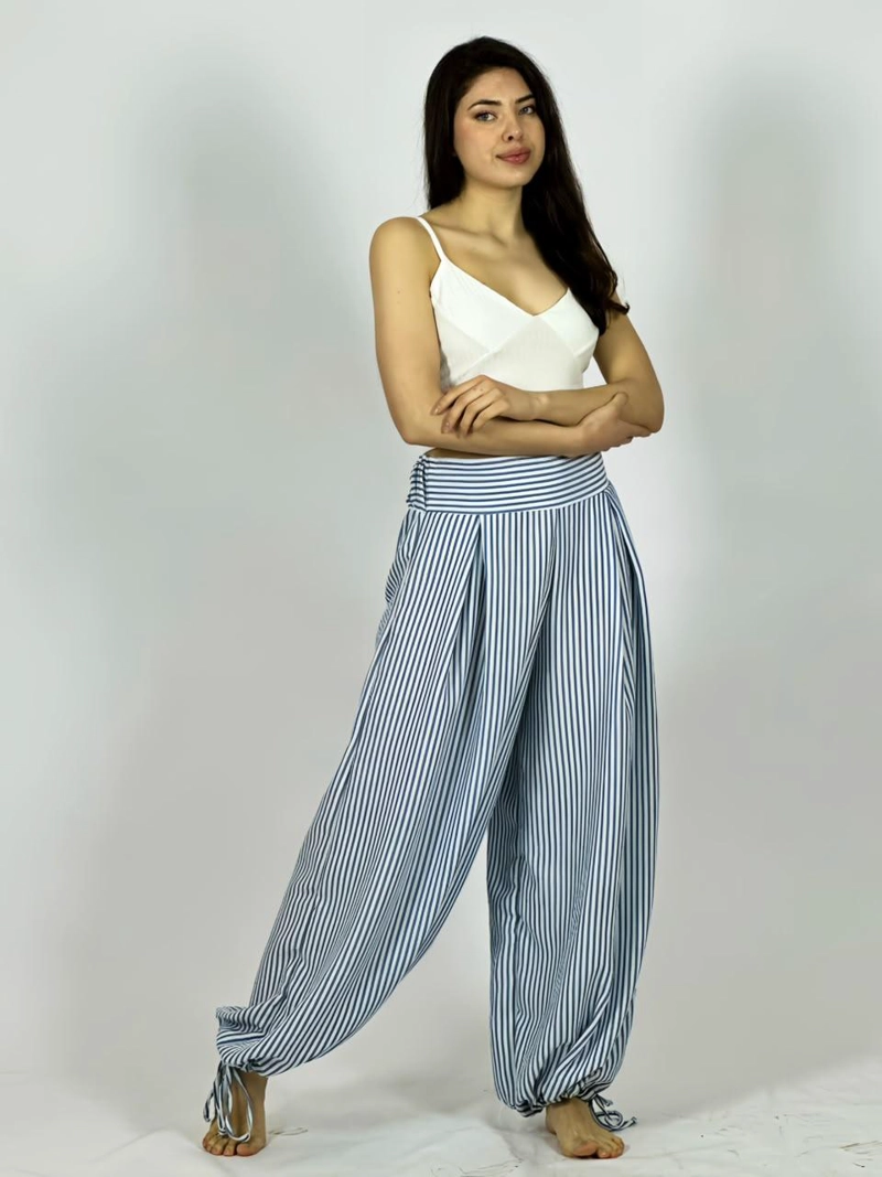 PANTALON DE LINO BOMBACHO LINEAL NEGRO - 2