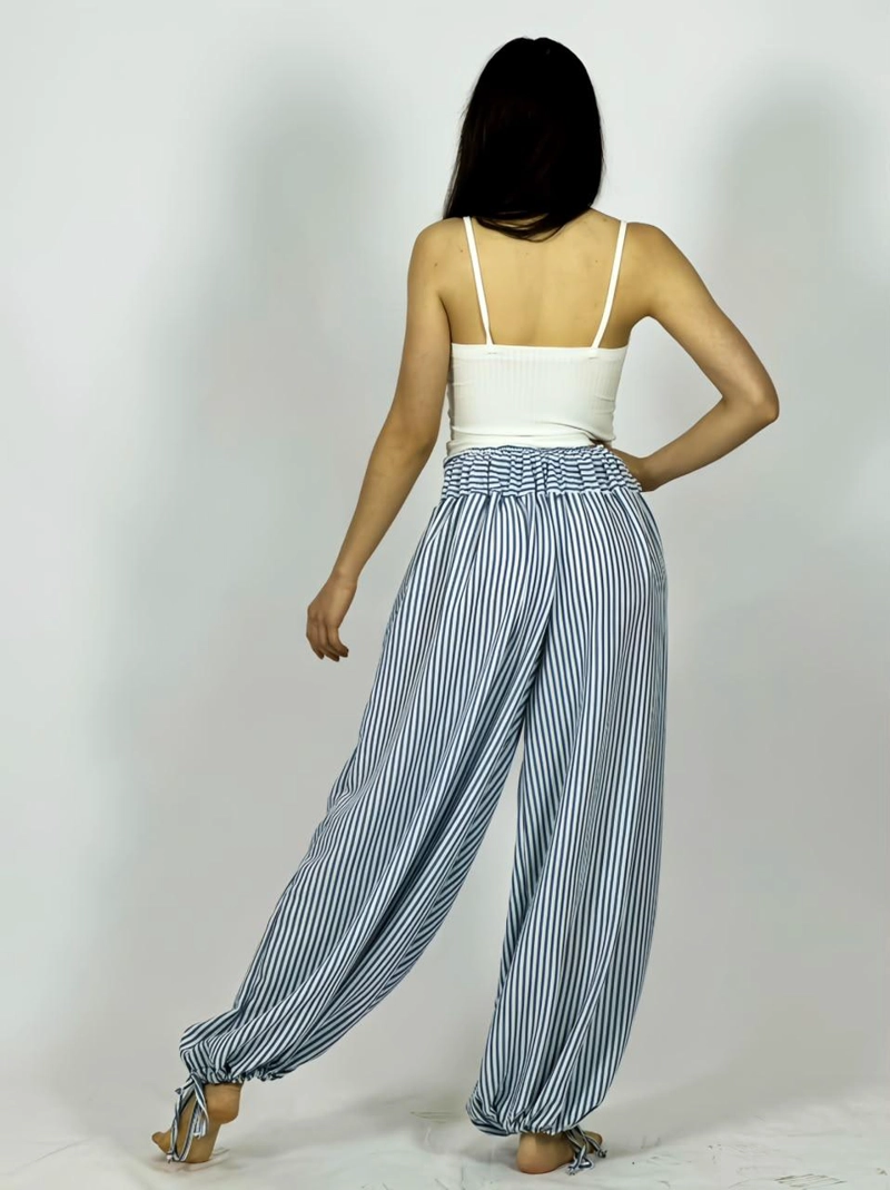 PANTALON DE LINO BOMBACHO LINEAL NEGRO - 4