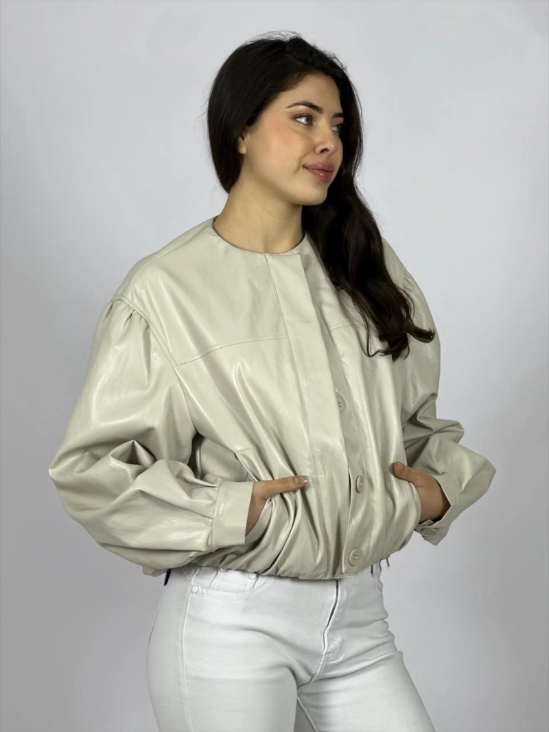 CHAQUETA BOMBER ECO CUERO NEGRO - 2