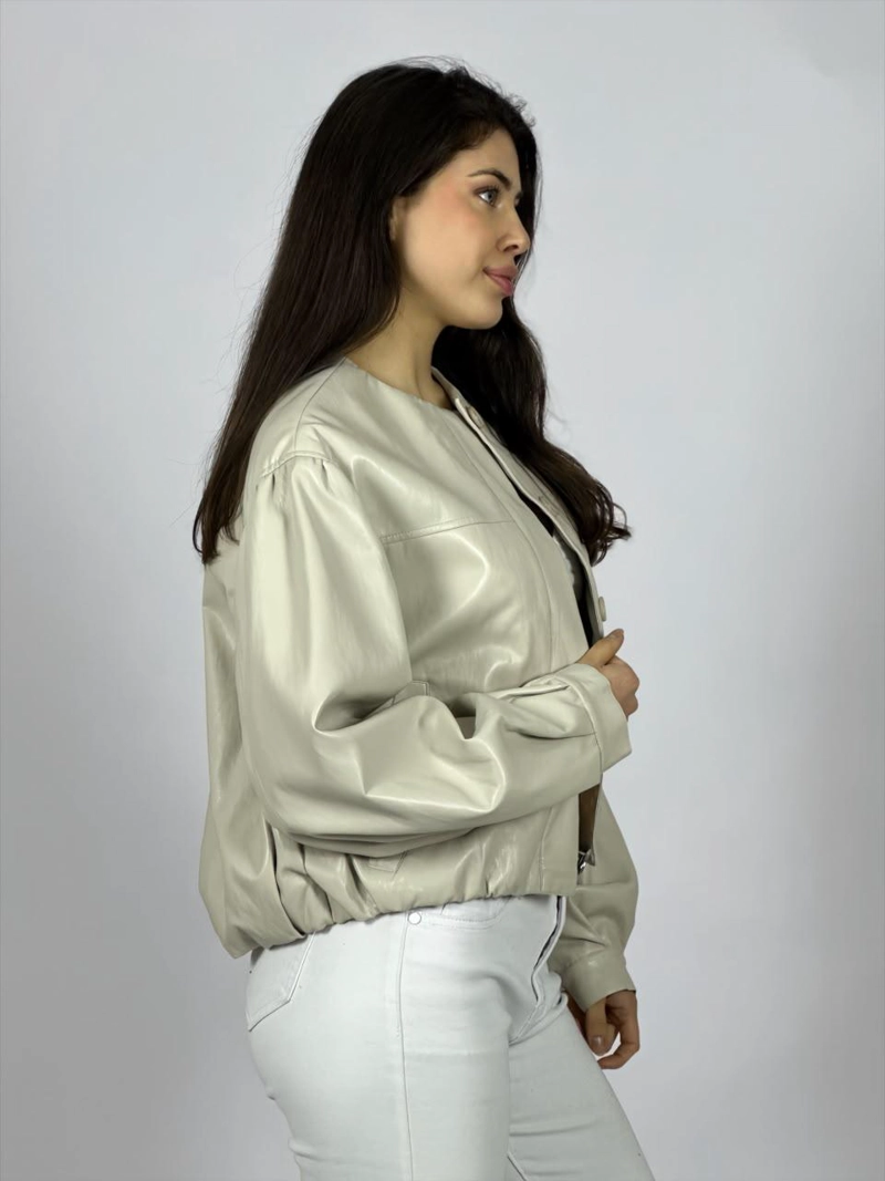 CHAQUETA BOMBER ECO CUERO NEGRO - 3